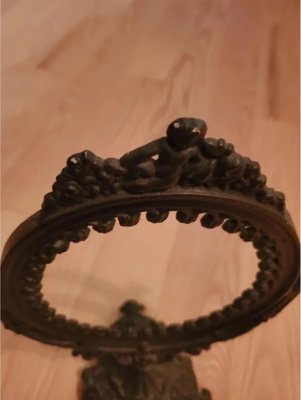 Mid Century Gothic Victorian Style Cast Iron Vanity Mirror